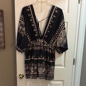 Elegant Black and Pink High Low Dress